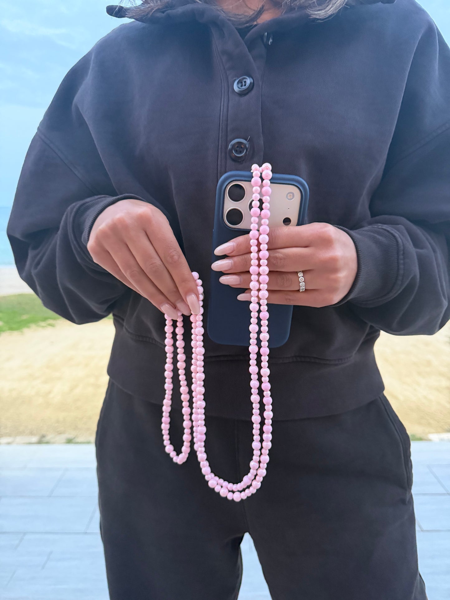 baby pink round lightweight phonestrap