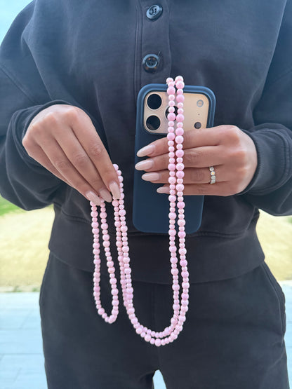 baby pink round lightweight phonestrap