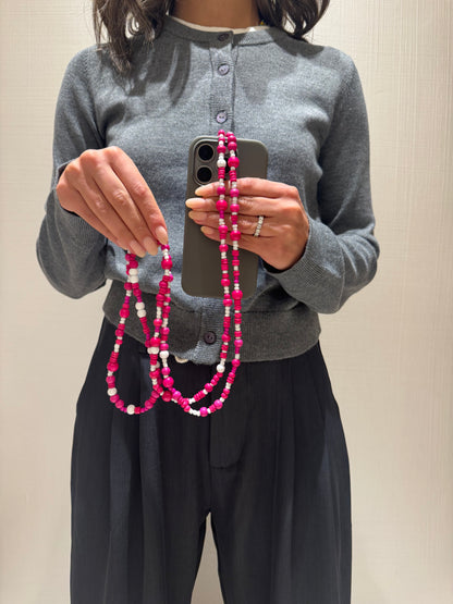fushia pink and white lightweight phonestrap