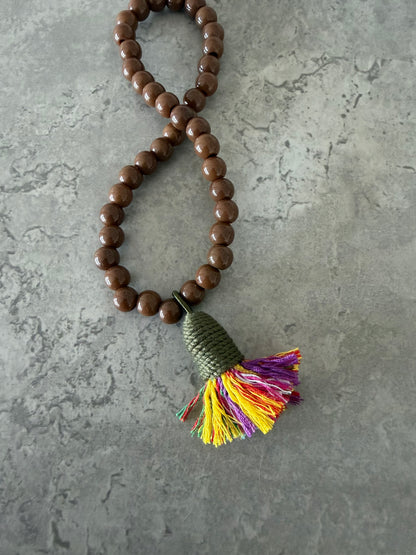olive tassel and brown short phonestrap