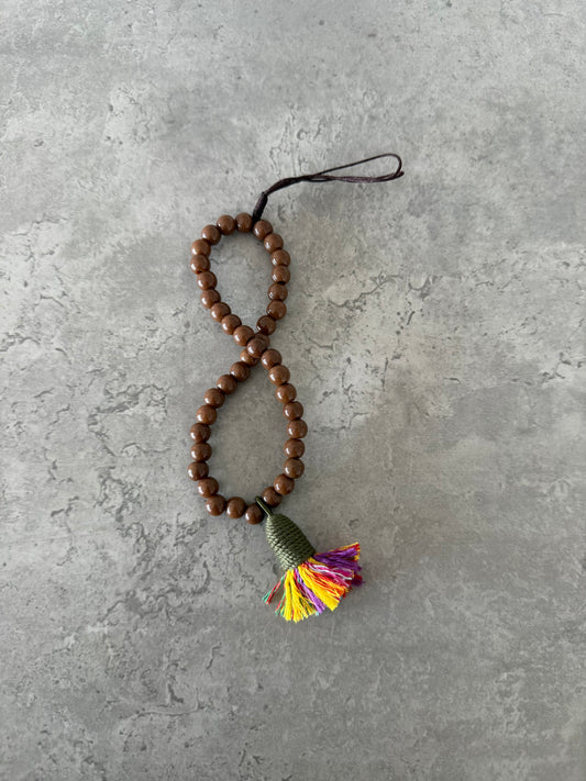 olive tassel and brown short phonestrap