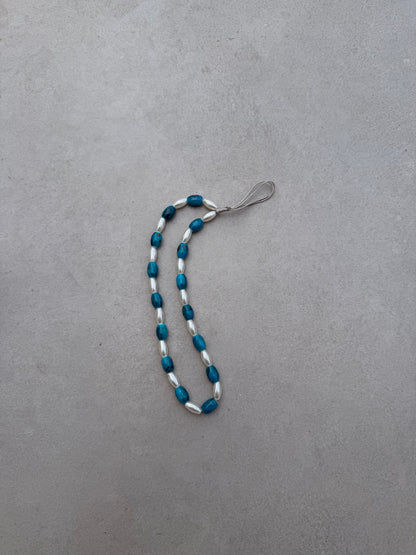 turquoise & pearl short phonestrap