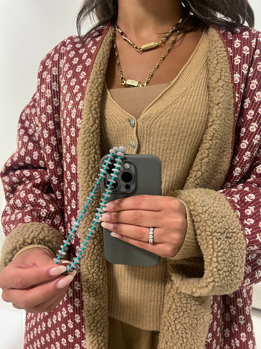 grey & turquoise short phonestrap