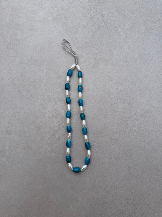 turquoise & pearl short phonestrap