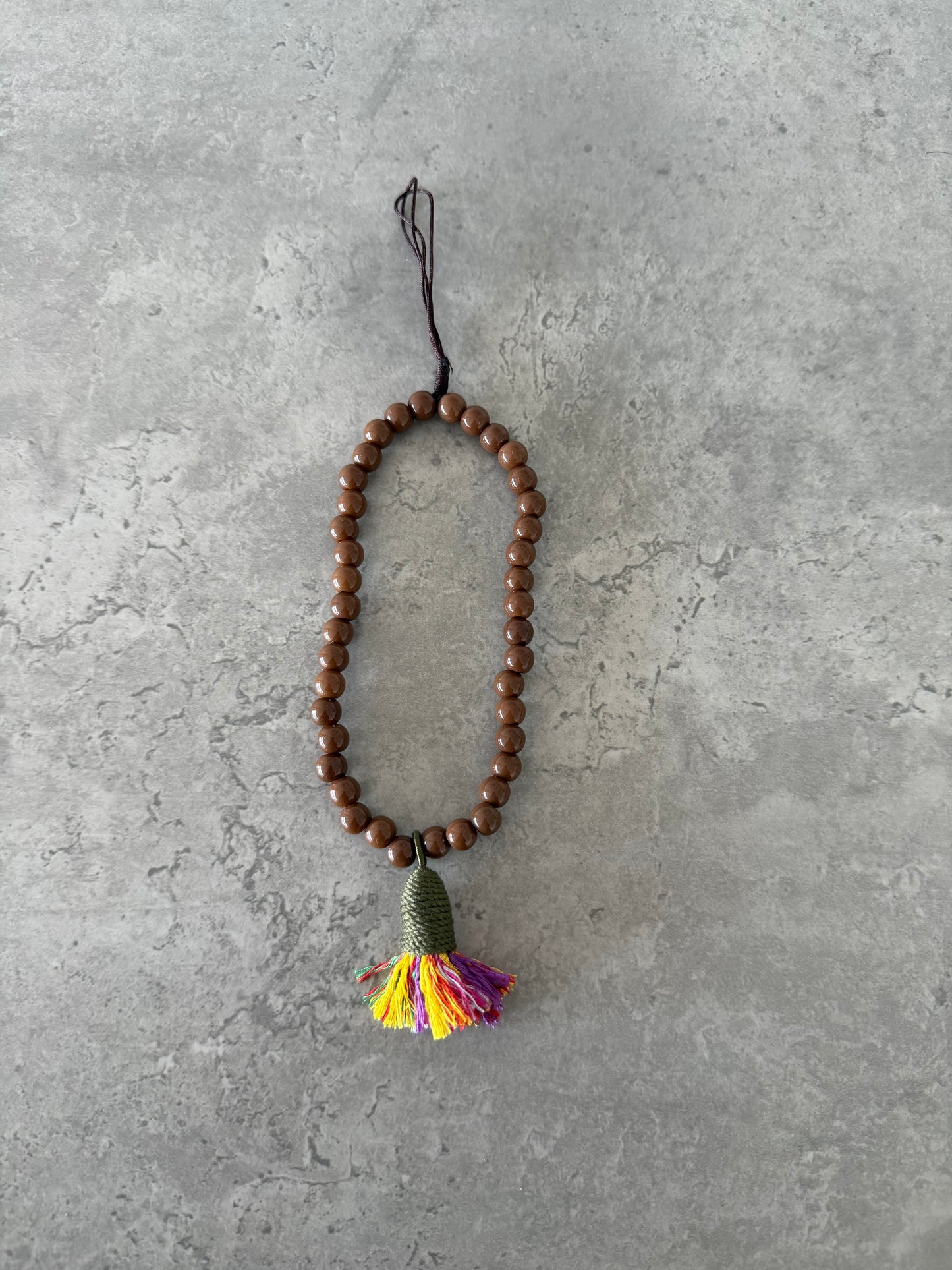 olive tassel and brown short phonestrap