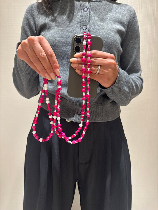 fushia pink and white lightweight phonestrap