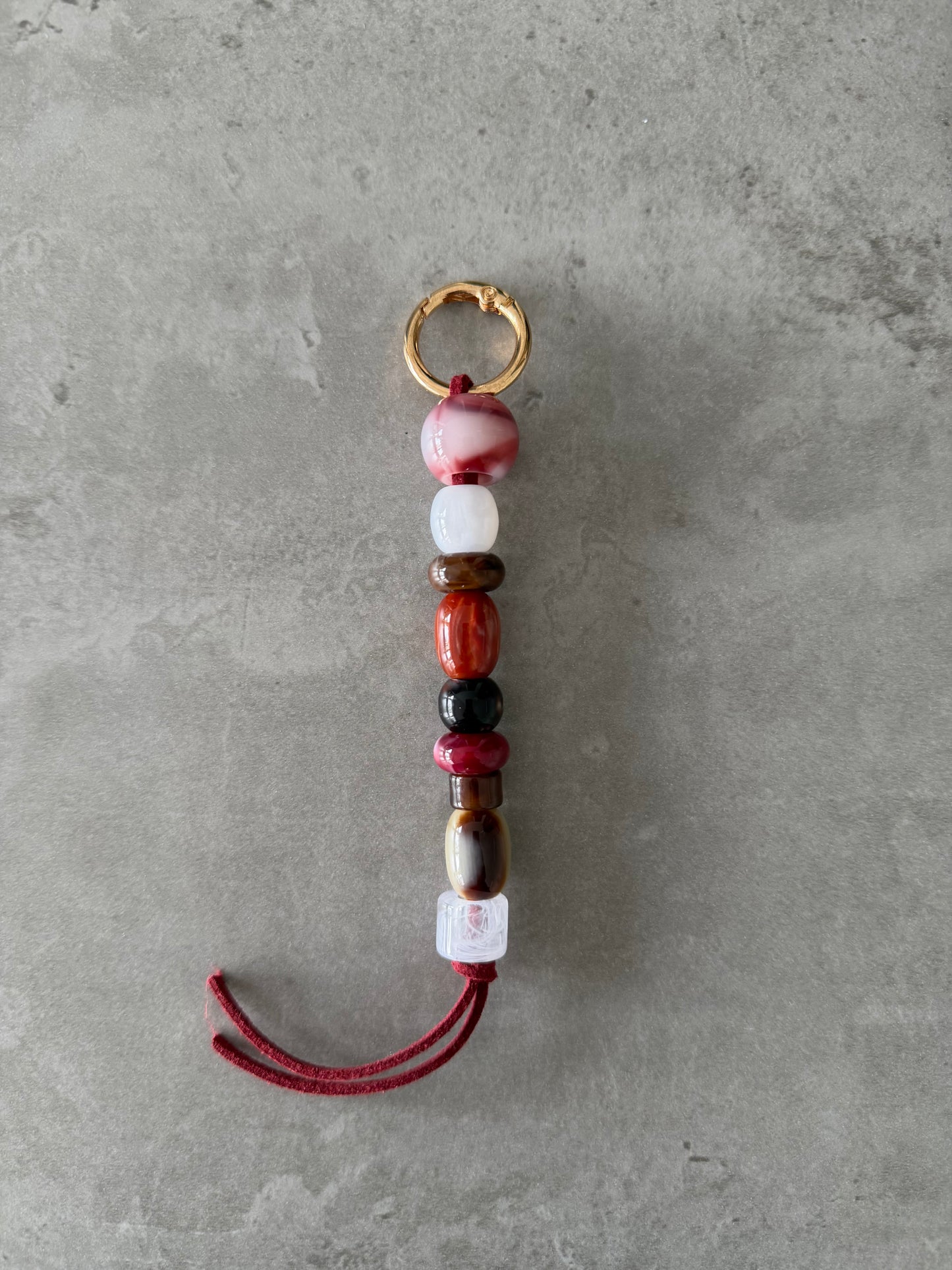 bag/key - charm multi color - maroon thread