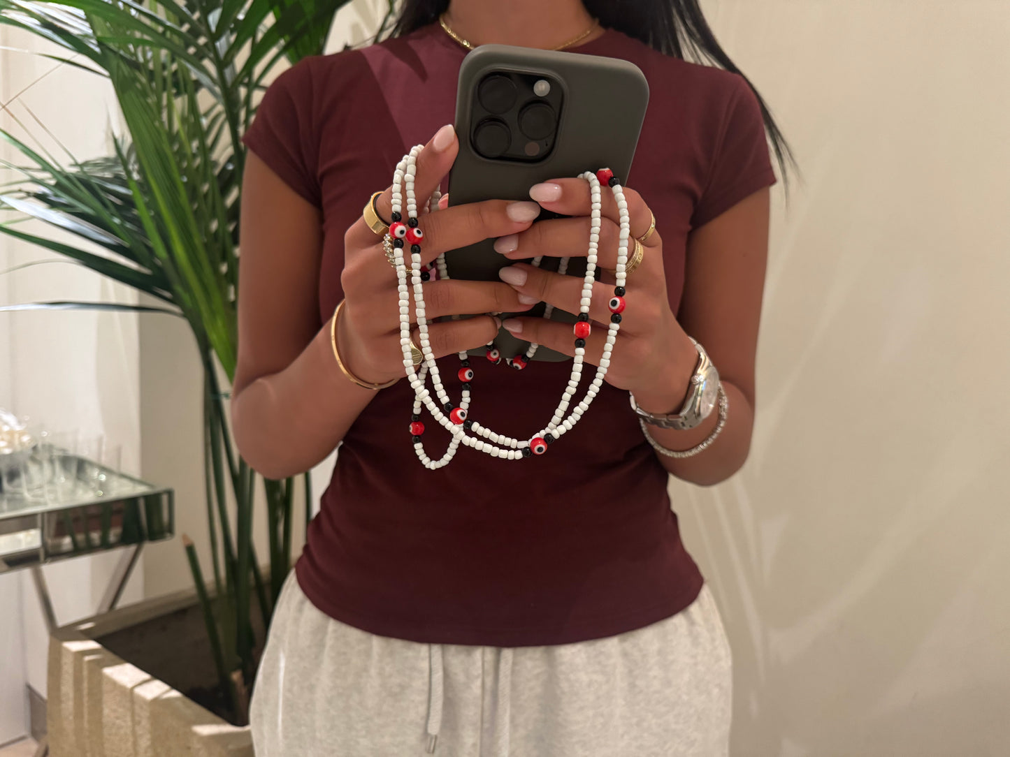 eye white and red lightweight phonestrap