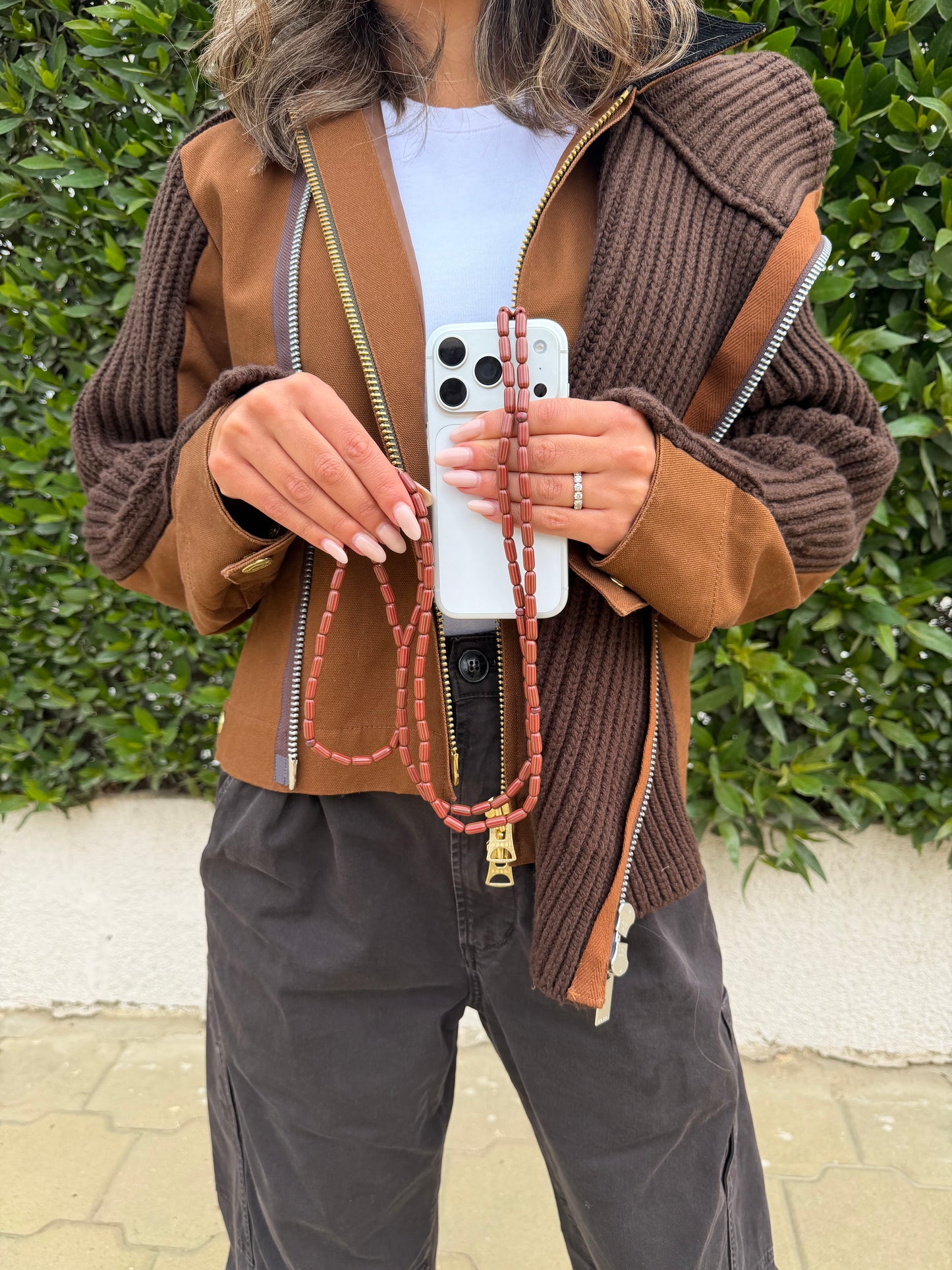 brown & stripes super-lightweight phonestrap