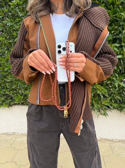 brown & stripes super-lightweight phonestrap