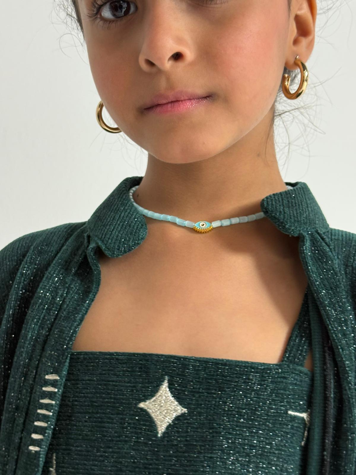 aqua eye oval necklace