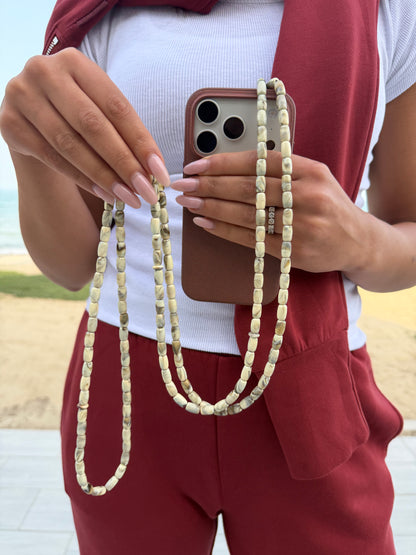 cream marble lightweight phonestrap