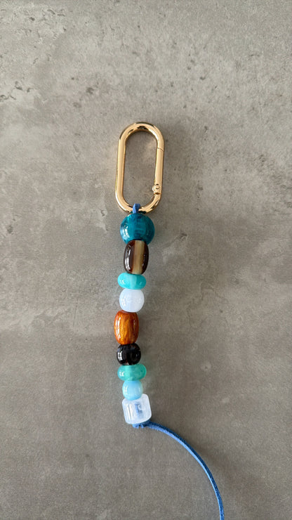 bag/key charm mixed colors- more of blues