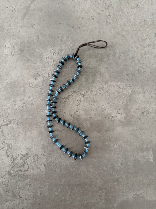 marble grey & blue short strap