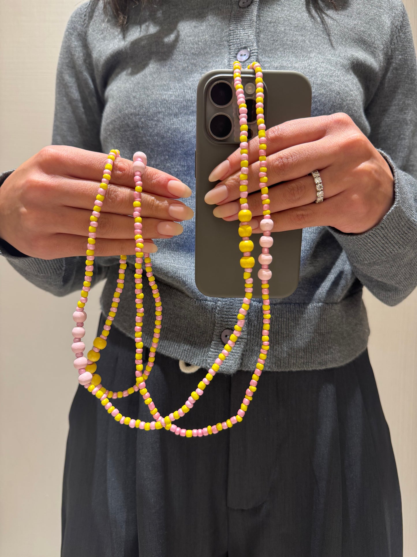 pink & yellow lightweight phonestrap
