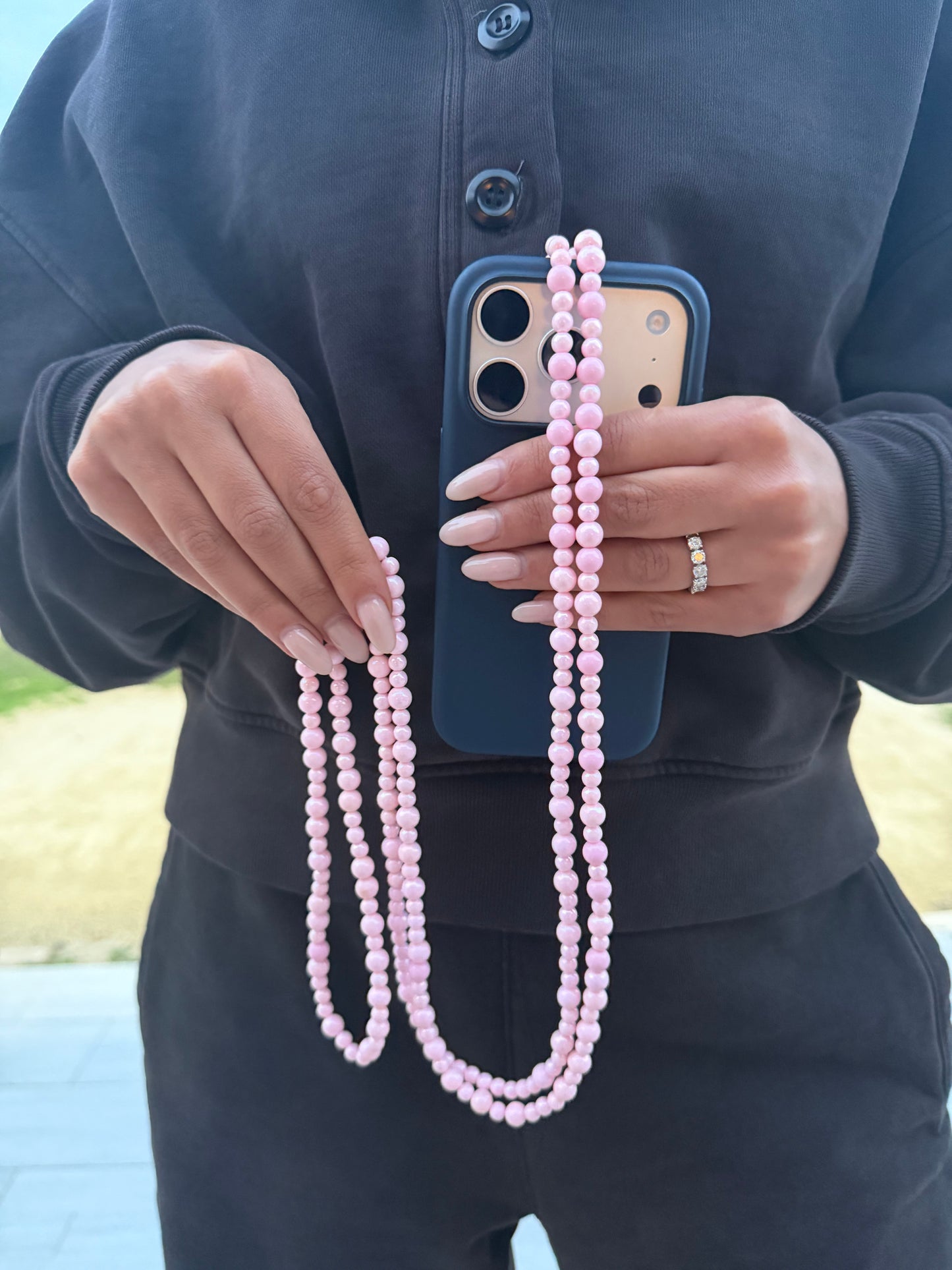 baby pink round lightweight phonestrap