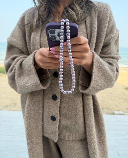 metallic purplish eye - short wrist strap