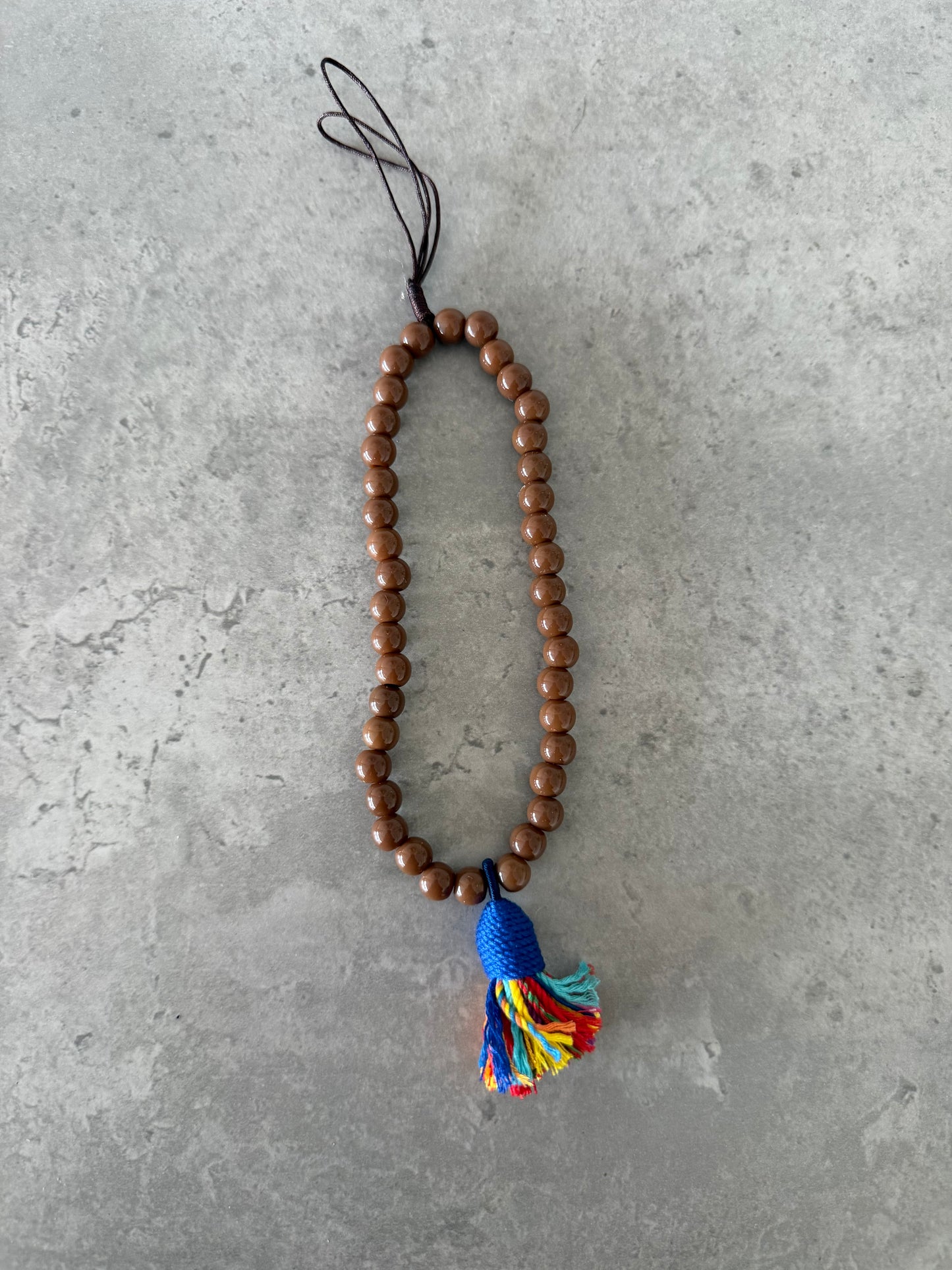 royal blue colorful tassel & brown short phonestrap