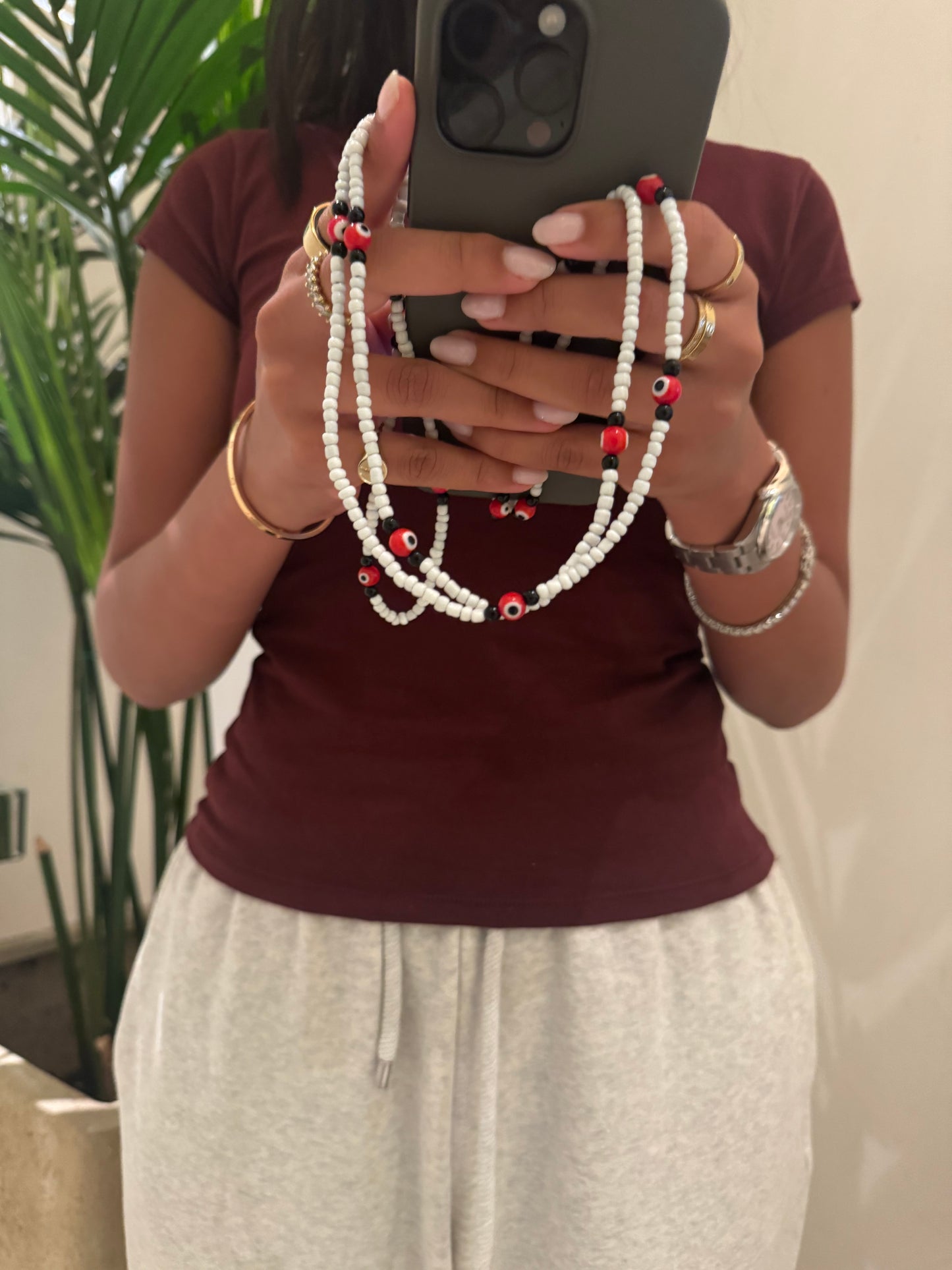 eye white and red lightweight phonestrap