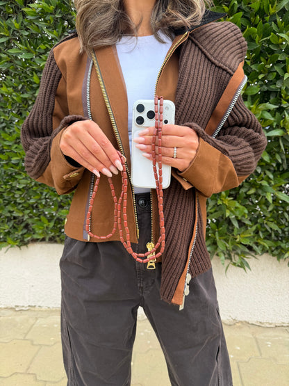 brown & stripes super-lightweight phonestrap