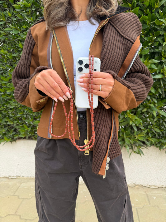 brown & stripes super-lightweight phonestrap