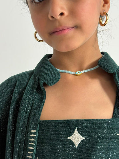 aqua eye oval necklace